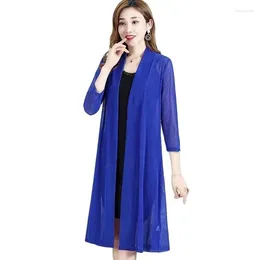 Women's Trench Coats Fashion Mesh Shawl Summer Thin Coat Temperament Loose Casual Cardigan All-match Mid-length Sunscreen Coat5XL