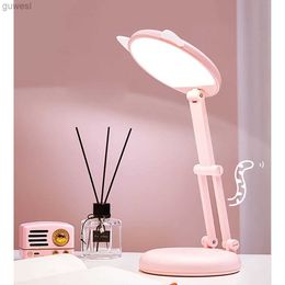 Desk Lamps Folding Desk Lamp Pink Eye Protection Table Lamp Cute Cat Ear Night Light Portable Reading And Learning Desk Lamp YQ240123