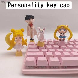 Keyboards 1PC PBT Cute Kawaii Keycap Pink Anime Cartoon Custom DIY Key Cap Cherry Mx Switch Mechanical Keyboard Caps Gaming Accessories YQ240123