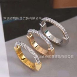 Designer Tanyco t Family Lock Head Ring v Gold Lucky Lock Half Diamond U-shaped Lock Set with Diamond Ring for Men and Women 1