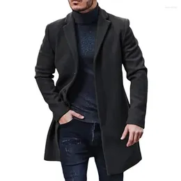 Men's Jackets Vintage Thickness Slim Winter Man Solid Long Sleeve Wool Coat Casual Autumn Single Breasted Outwear Tops