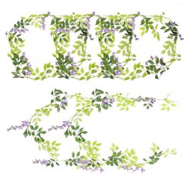 Decorative Flowers 5 Pcs Wisteria Flower Rattan Home Wall Hanging Artificial Fake Vines Plastic