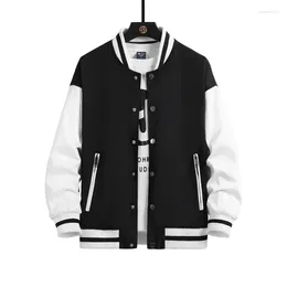 Men's Jackets Mens Zipper Hip-Hop Coats Male Baseball Uniform Couple Casual Jacket Men High Quality Solid Color Clothing Black White