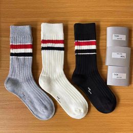 Designer long socks sports college style sole logo printed socks black, white, gray, 3-color knitted socks knitted striped socks 3pairs/lot unisex