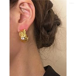 Dangle Earrings Brass With 18K Gold Geo Zircon Hoops Women Jewellery Party Boho T Show Gown Runway Rare Korean Japan Trendy