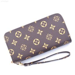 New Purse Women's Long Double Zipper Clutch Bag Fashion Print Large Capacity Double Layer Money Clip Change Mobile Phone Bag