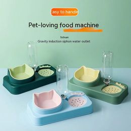 Feeders New Pet Strawberry Cat Bowl Automatic Drinking Water Without Wet Mouth Pet Bowl AntiOverturning Food Bowl Pet Bowl Dog Bowl