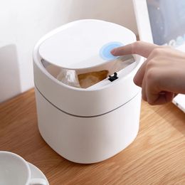 Mini Small Waste Bins Desktop Garbage Basket Home Table Plastic Trash Can Office Supplies Dustbins Sundries Barrel Box 240119