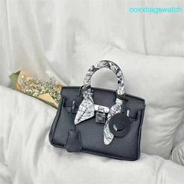 Leather Handbag Elegant Womens Bk Tote Bags Litchi Patterned Top Layer Cowhide Platinum Bag Genuine Leather Large Capacity Single Shoulder Crossbody Handba HB MMVX