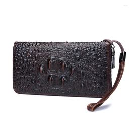 Wallets Zipper Men Crocodile Pattern Bag Vintage Genuine Leather Clutch Wallet Male Purses Large Capacity Men's Purse Cowhide