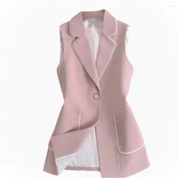 Women's Vests Slim Spring Autumn Tops Jacket Women Sleeveless Suit Outwear Thin Ol Waistcoat Casual Pink Black Female