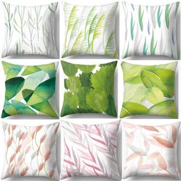 Pillow Floral Tropical Plant Leaves Pillowcase Cover Rainforest Green Plants Throw Sofa Car