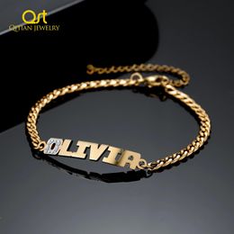 Bracelets Initial Letter Double Plated Bracelet&Bangle Custom Name Bracelets Stainless Steel Jewelry For Women Christmas Gift