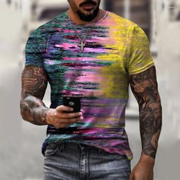 Men's T Shirts Vintage Printed O-Neck Loose Tie Dye T-Shirt Men's Clothing 2024 Summer Oversized Casual Pullovers Tops Korean Tee Shirt