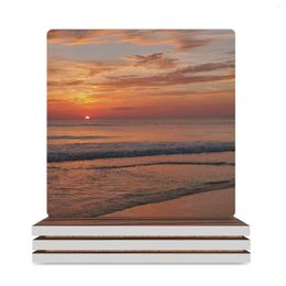 Table Mats Beach Sunrise Ceramic Coasters (Square) Household Utensils Kitchen Creative Christmas Tea