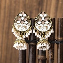 Stud Earrings Vintage Ethnic Classic Water Drop Bell Tassel For Women Elegant Glaze Dangle Earring Boho Female Jewellery