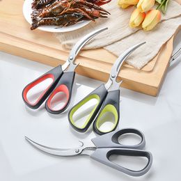 Lobster Fish Shrimp Crab Scissors Stainless Steel Sharp Seafood Shear Shrimps Seafoods Shells Scissors Kitchen Shears Tools BH7970 FF