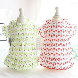 Dog Apparel Small Clothes Chihuahua Ruffle Sleeve Costume Summer Thick Princess Dress Pet Teddy Floral Cat Puppy Supplies