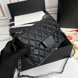 designer sheepskin bag Mini Rectangle Flap Bag Mini 17cm Women Real Leather Handbag Black Purse Crossbody shoulder bag luxury satchel
