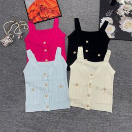 Womens Knits Sleeveless Tank Tops Tees Shirts Knitted Vest Designer Summer Lady Short Tops