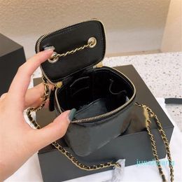Designer -Classic Mini bag With Chain Box Trunk Bags Leather With Crush Crossbody Shoulder Designer Handbags Tiny Cosmetic Case Fo2131
