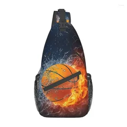 Backpack Basketball Ice And Fire Sling Chest Bag Customized Sport Player Crossbody Shoulder For Men Traveling Daypack