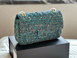 Fashion CF designer women diamond patterned crossbody bag with Woollen knitted hand woven metal buckle flap bag