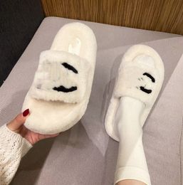 Thick Bottom Increased Autumn and Winter New Cotton Slippers Women's Korean Style High Heel Open Toe Word Woolen Slipper