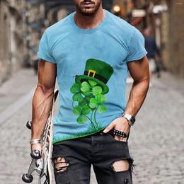 Men's T Shirts Trendy Graphic Tees Clothing For Irish Pattern Crewneck Tops St. Day Loose Fit Men Vintage