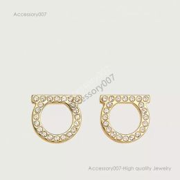 designer jewelry earring luxury original designer classic simple 1.2cm men women letter diamond stud 316L Stainless Steel 18k Gold silver letter logo earrings