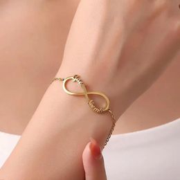 Bracelets Customized Two Names Infinite Loop Bracelet for Women Personalized Name Gold Color Stainless Steel Bracelets Party Wedding Gift