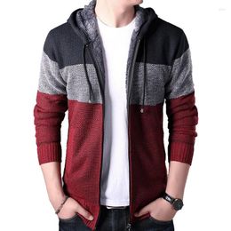 Men's Jackets Men 2024 Fashion Thick Warm Velvet Streetwear Trend Cardigan Knitted Zipper Jacket Winter Hooded Casual Coat Mens