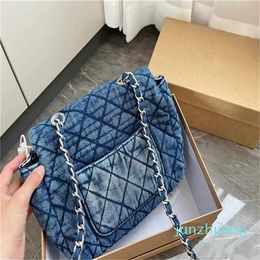 Designer -denim shoulder bags casual messenger handbag shopping and traveling women Purse Black Blue 3 sizes