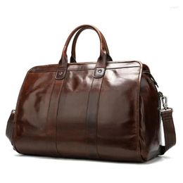 Duffel Bags Men Genuine Cow Leather Travel Durable Tote Big Capacity Large Shoulder Bag Business Male Weekend Handbag