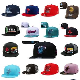Men Snapbacks Basketball Hats All Team Logo Designer Adjustable Fitted Bucket Hat Embroidery Cotton Mesh Beanies Outdoors Sport Hip H Dh0Wv