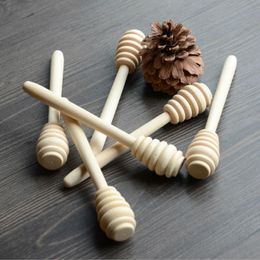 Whole- 100pcs lot 14cm Length Wooden Honey Stirring Stick Wood Honey Spoon Dipper Party Supply244v