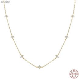 Pendant Necklaces AIDE 925 Sterling Silver Stacking Choker Chain Women Dainty Flower Zircon Necklace Geometry Korean Clavicle Neck Jewellery Gifts YQ240124