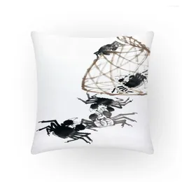 Pillow Abstract Ink Painting Cover Sofa Polyester Linen Nordic Simple Chinese Style Case Velvet Office Home Decor E2317