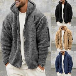 Men's Jackets 2024 Overcoat Autumn And Winter Double-faced Velvet Warm Jacket Solid Colour Baggy Hooded Casual Coat