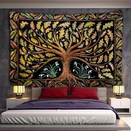 Tapestries Death Mushroom Forest Tapestry Wall Hanging Fairy Tale Castle Skeleton Bohemian Psychedelic Home Dormitory Dream Decor
