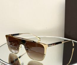 Rectangle Flat Top Sunglasses Gold Brown Gradient Mens Sonnenbrille Shades Sunnies Gafas de sol UV400 Eyewear with Box