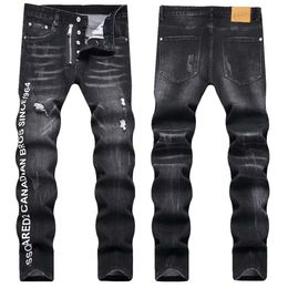 24SS Jeans Mens Distressed Slim Fit Jeans Fashion Designer Straight Leg Washed Motocycle Denim Pants Panelled Hip Hop Biker Trousers 1022