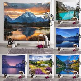Tapestries Nature Mountains Lake View Wall Art Tapestry Dormitory Room Aesthetic Decoration Living Bedroom Home