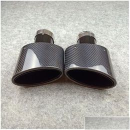 Muffler Glossy Black Carbon Fibre Exhaust Tip For All Cars Outlet 90Mm 155Mm Oval Shape Tail Pipes Left Right Drop Delivery Mobiles Au Dhb3C