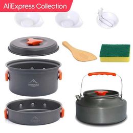 Camp Kitchen Collection Widesea Camping Tableware Outdoor Cookware Set Pots Tourist Dishes Bowler Kitchen Equipment Gear Utensils YQ240123