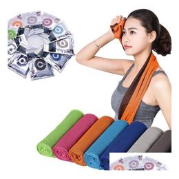 Towel Double Layer Ice Cold Sweat Summer Exercise Fitness Cool Quick Dry Soft Breathable Adt Kids Cooling Drop Delivery Home Garden T Dhl2A