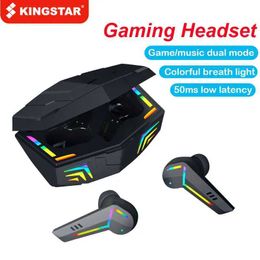 Cell Phone Earphones KINGSTAR Gaming Headsets Wireless Earphones 50ms Low Latency TWS Fone Bluetooth Headphones Noise Cancelling Earbuds With Mic J240123
