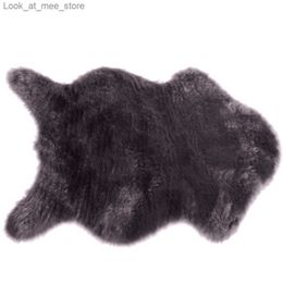 Carpet Soft Artificial Sheepskin Chair Cover Warm Hairy Carpet Seat Pad Plain Skin Fur Plain Fluffy Area Rugs Washable Bedroom Faux Mat Q240123