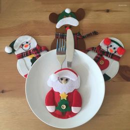 Dinnerware Sets Christmas Knife Fork Cutlery Holder Bag Santa Cluas Snowman Elk Tableware Decor For Home Year Xmas Party Supplies