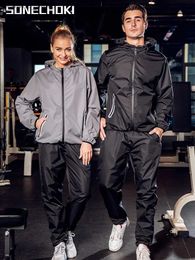 Men's Tracksuits Profession Sauna Suit Men Boxing Training Waterproof Sportswear for Women Gym Clothing Full Body Sweating Suits for Weight Loss Q240123